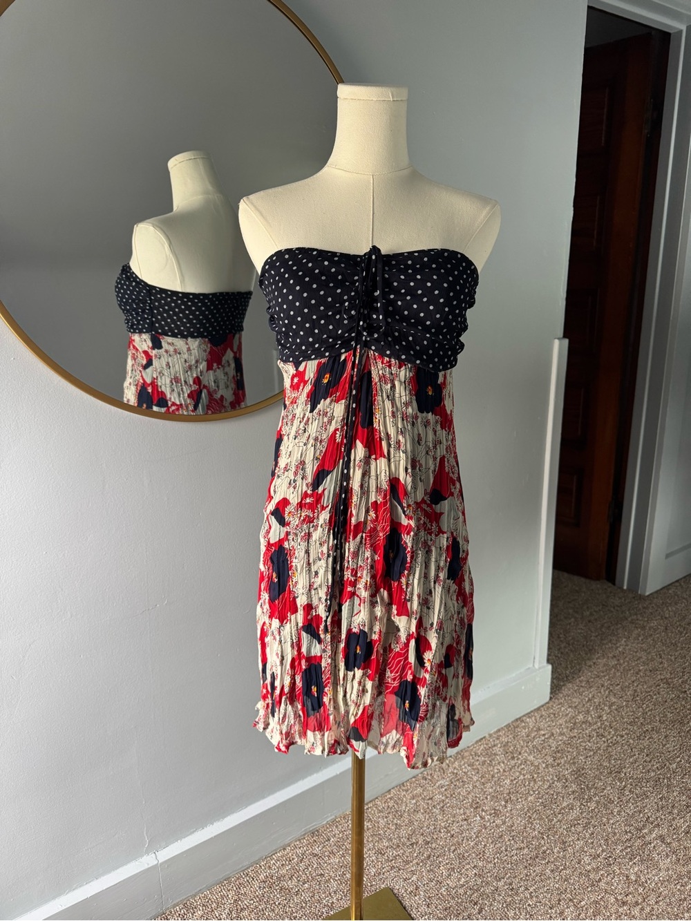 Charlotte Russe Y2K Navy Polka Dot Dress